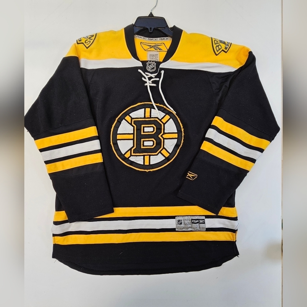 BLANK REEBOK BOSTON BRUINS SIZE XLARGE JERSEY PATCH NHL BLACK GOLD
